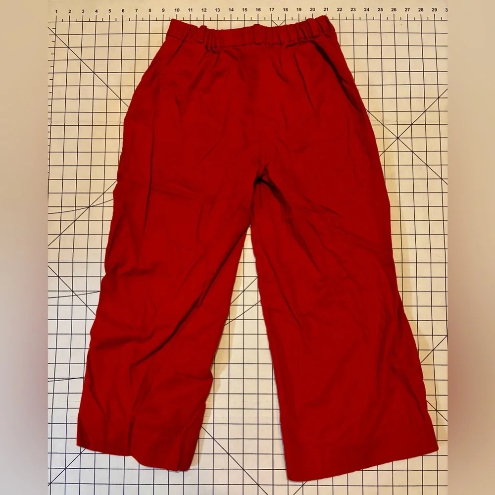 Banana Republic Women’s Size 0‎ Red Linen Blend Rowan Wide-Leg Pants